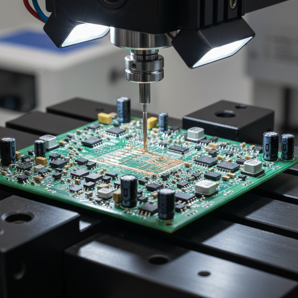 CNC tool machining a printed circuit board