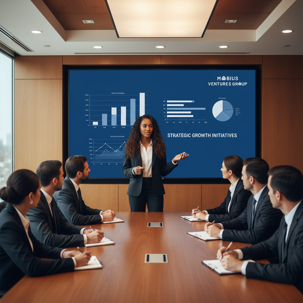 Mobius Ventures Group strategic presentation in boardroom