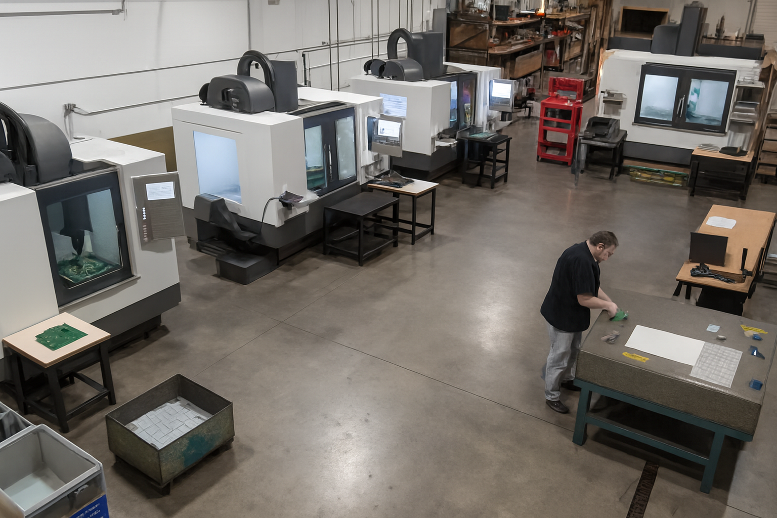 Small machine shop with CNC machines