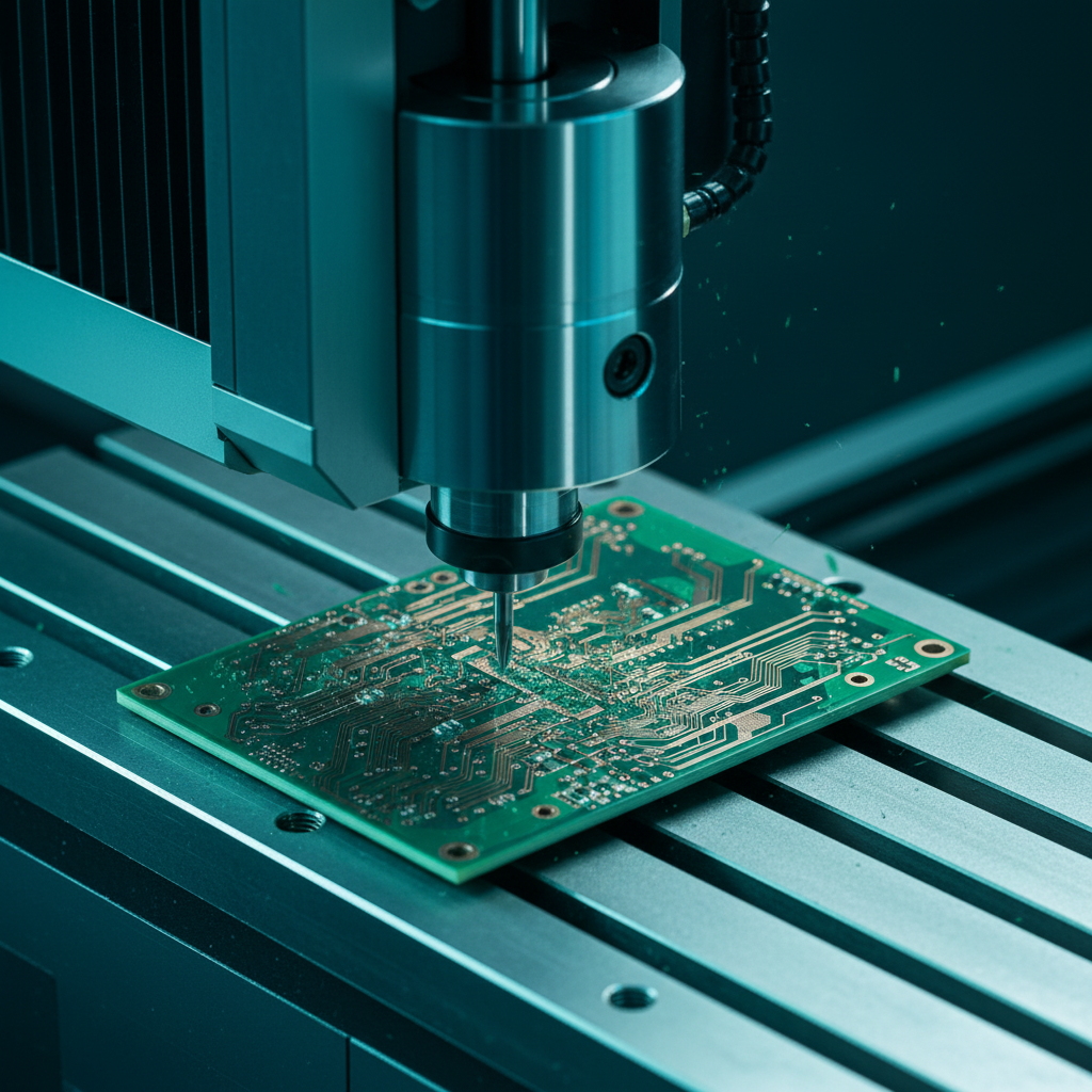 Precision nozzle depositing material on circuit board substrate